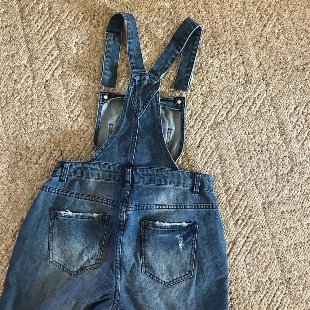 Distressed Denim Overalls SZ Small - Picture 11 of 11